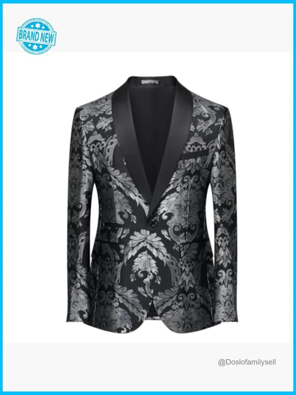 Men's Floral Tuxedo Jacket Slim Fit Prom Wedding Blazer Stylish Elegant